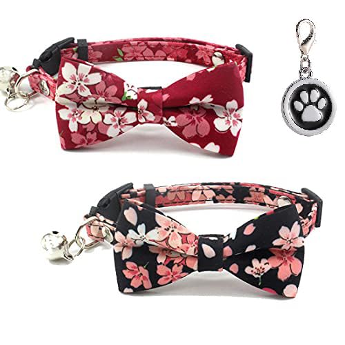 Amazon | 猫首輪 2個セット 子犬 リボン付き 鈴付き 調整可能 可愛い